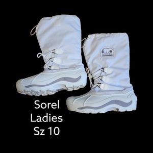Sorel White Snowlion Tall Boots Women Sz 10